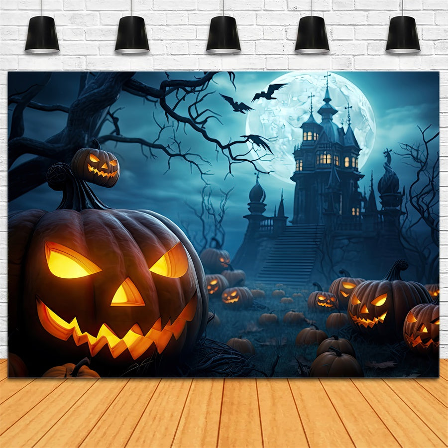 Evil Pumpkin and Spooky Castle Halloween Backdrop UK BRP8-238