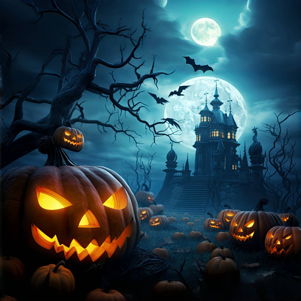 Evil Pumpkin and Spooky Castle Halloween Backdrop UK BRP8-238