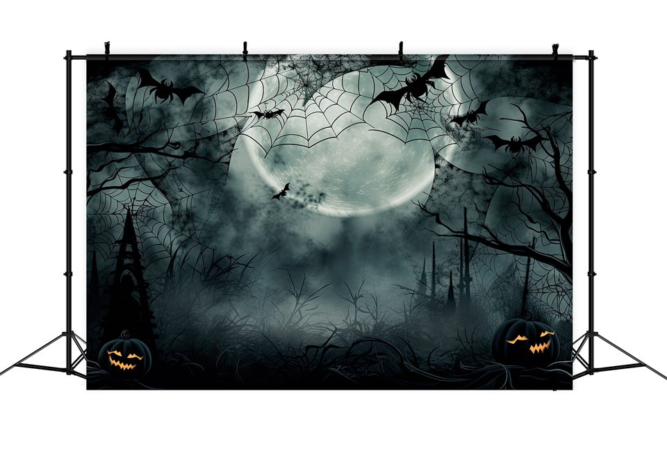 Misty Night with Webs Halloween Forest Backdrop UK BRP8-240