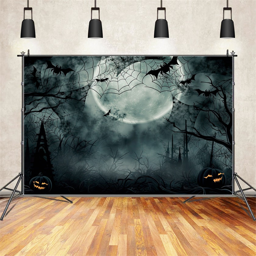 Misty Night with Webs Halloween Forest Backdrop UK BRP8-240