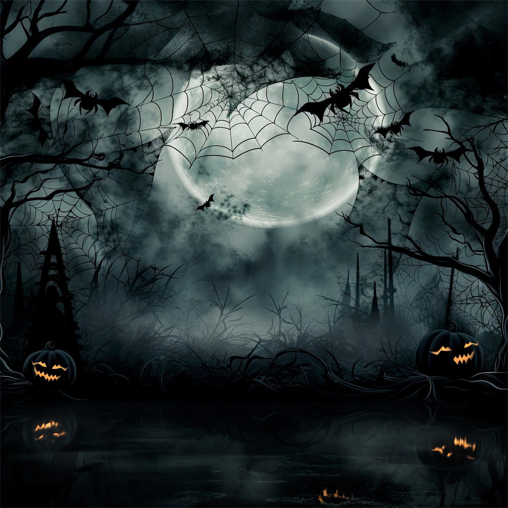 Misty Night with Webs Halloween Forest Backdrop UK BRP8-240