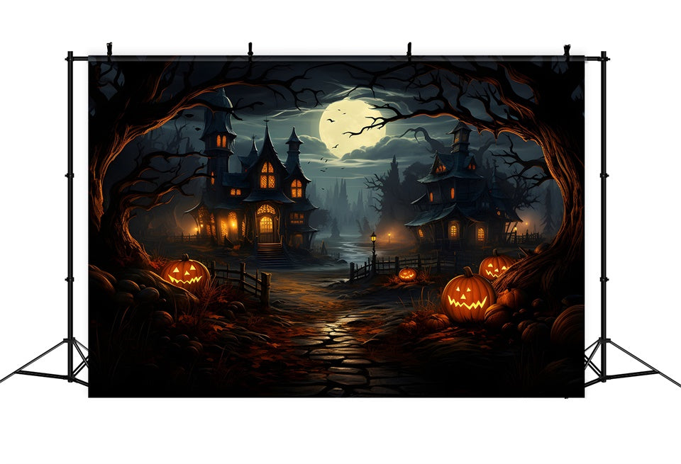 Spooky Pathway to Haunted House Halloween Backdrop UK BRP8-243