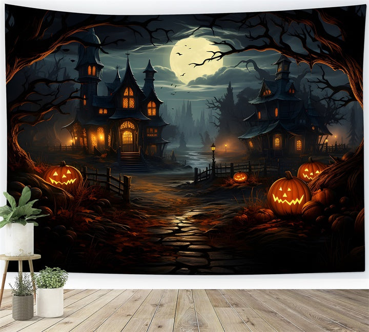 Spooky Pathway to Haunted House Halloween Backdrop UK BRP8-243