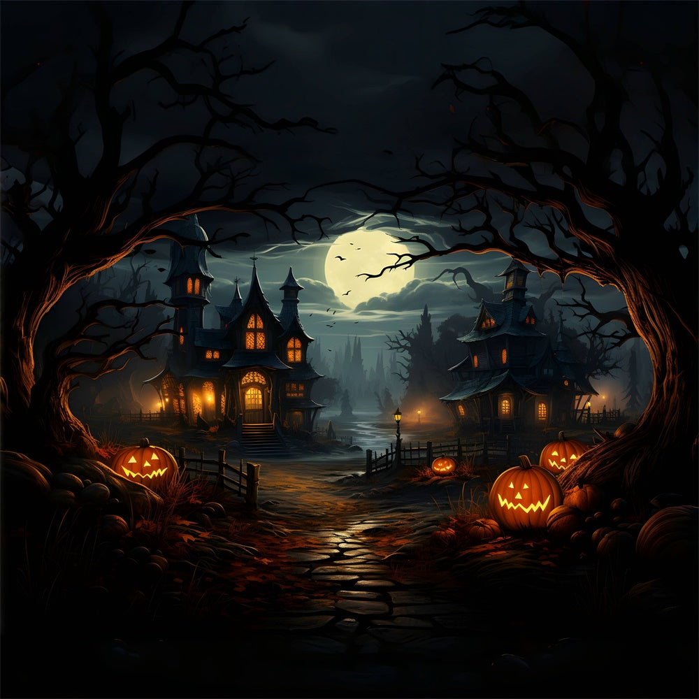 Spooky Pathway to Haunted House Halloween Backdrop UK BRP8-243