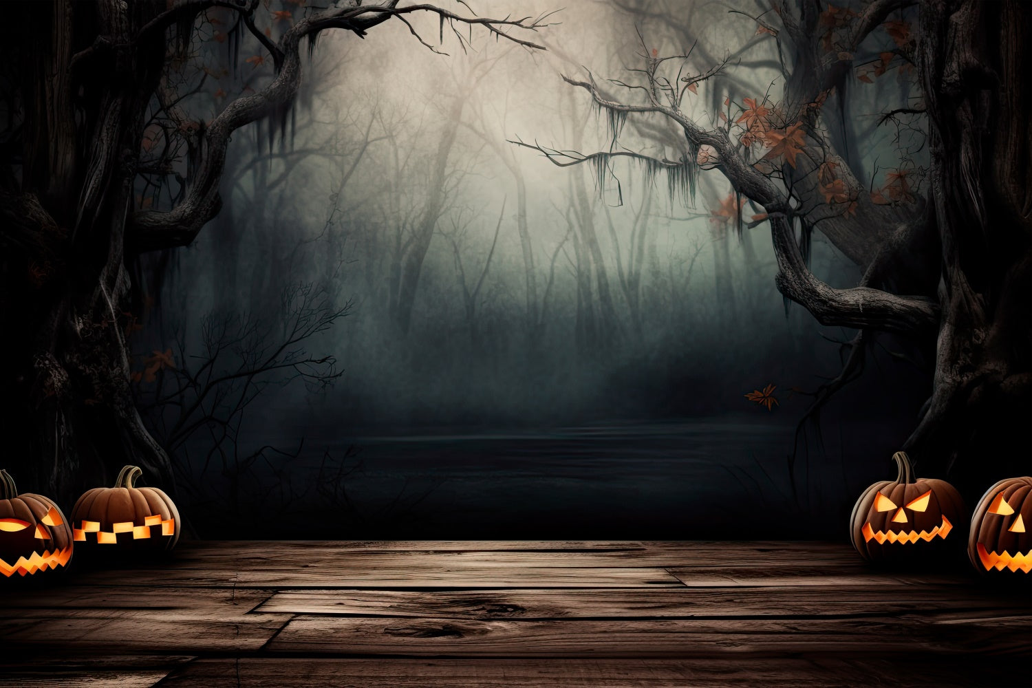 Misty Forest and Creepy Swamp Halloween Backdrop UK BRP8-244