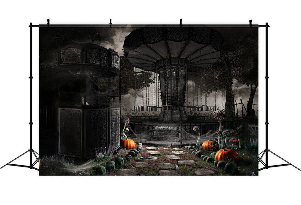 Haunted Swings and Overgrown Path Halloween Backdrop UK BRP8-245