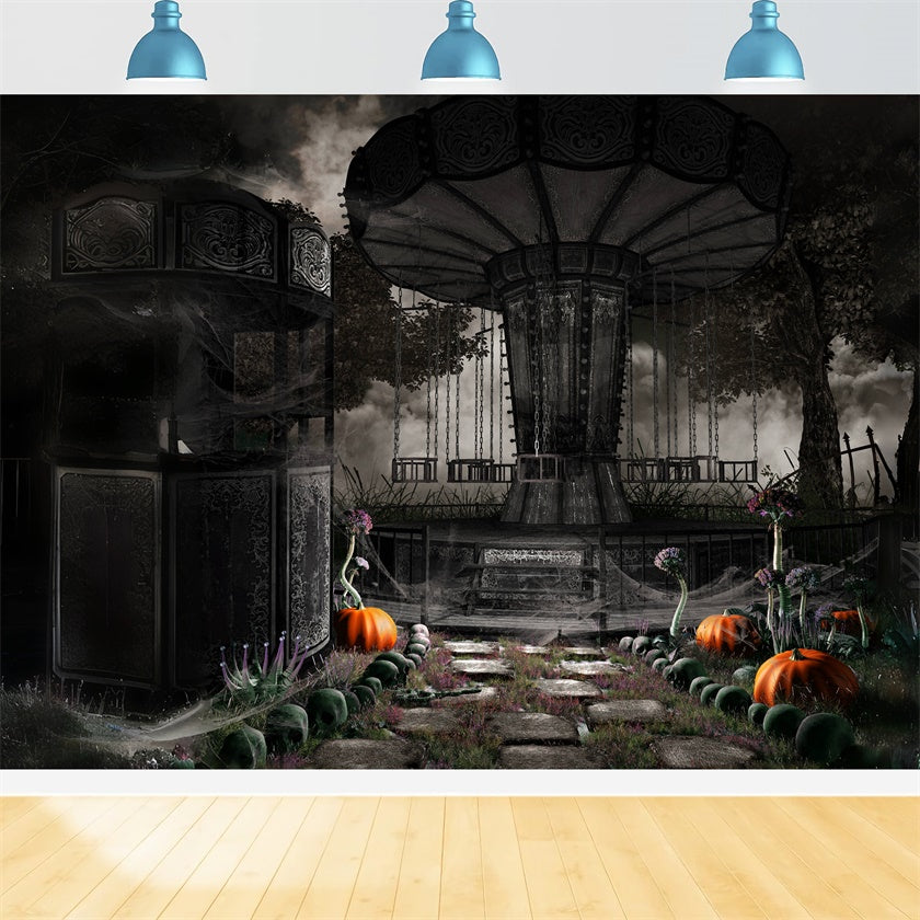 Haunted Swings and Overgrown Path Halloween Backdrop UK BRP8-245