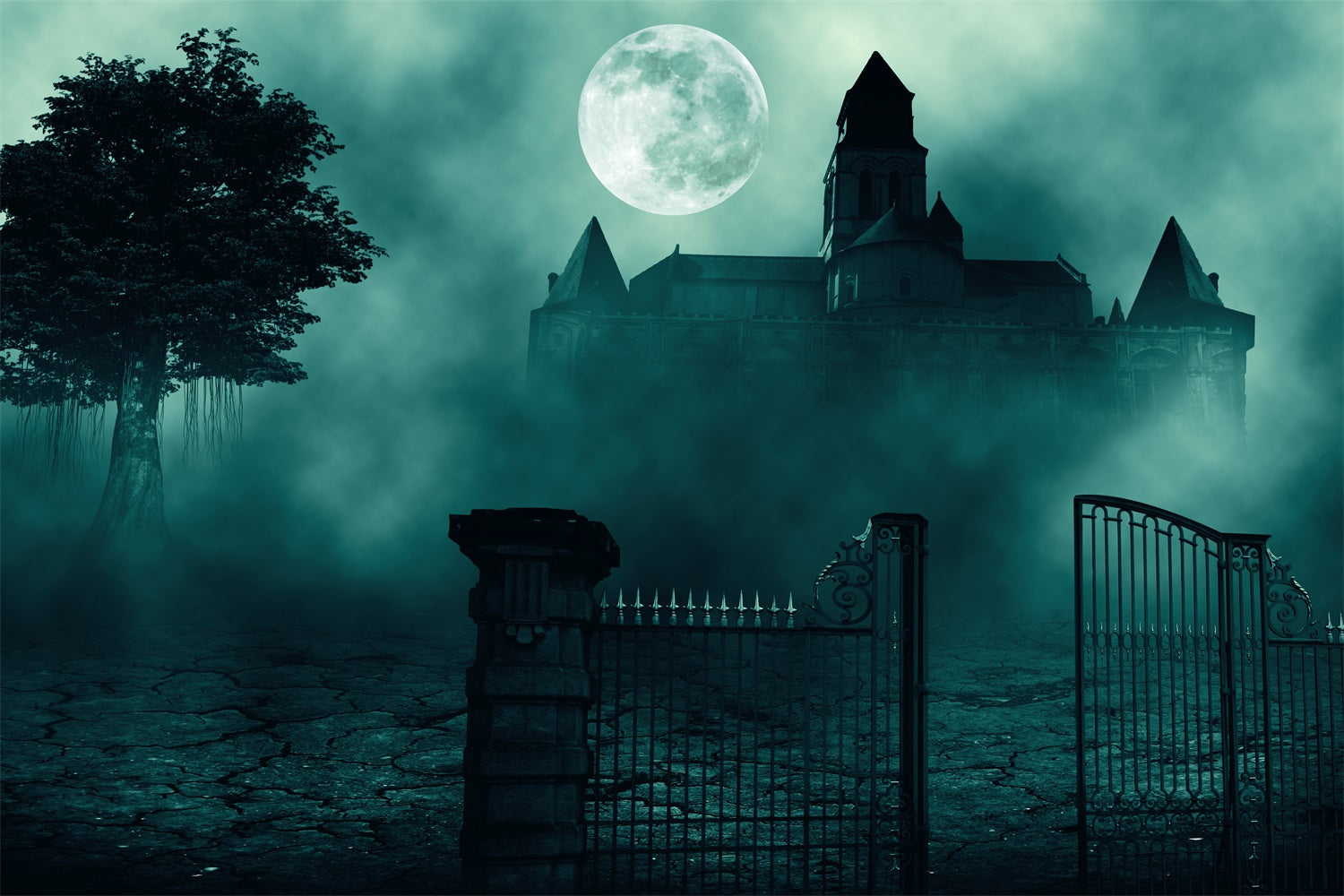 Sinister Castle Beyond the Gate Halloween Backdrop UK BRP8-247