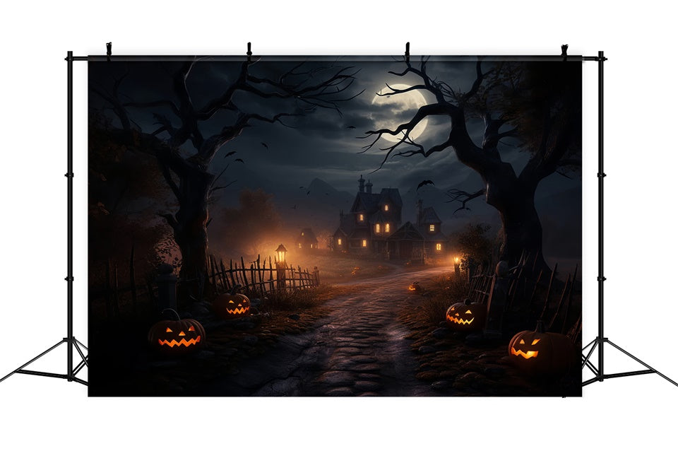 Gloomy Halloween Night Haunted House Backdrop UK BRP8-261