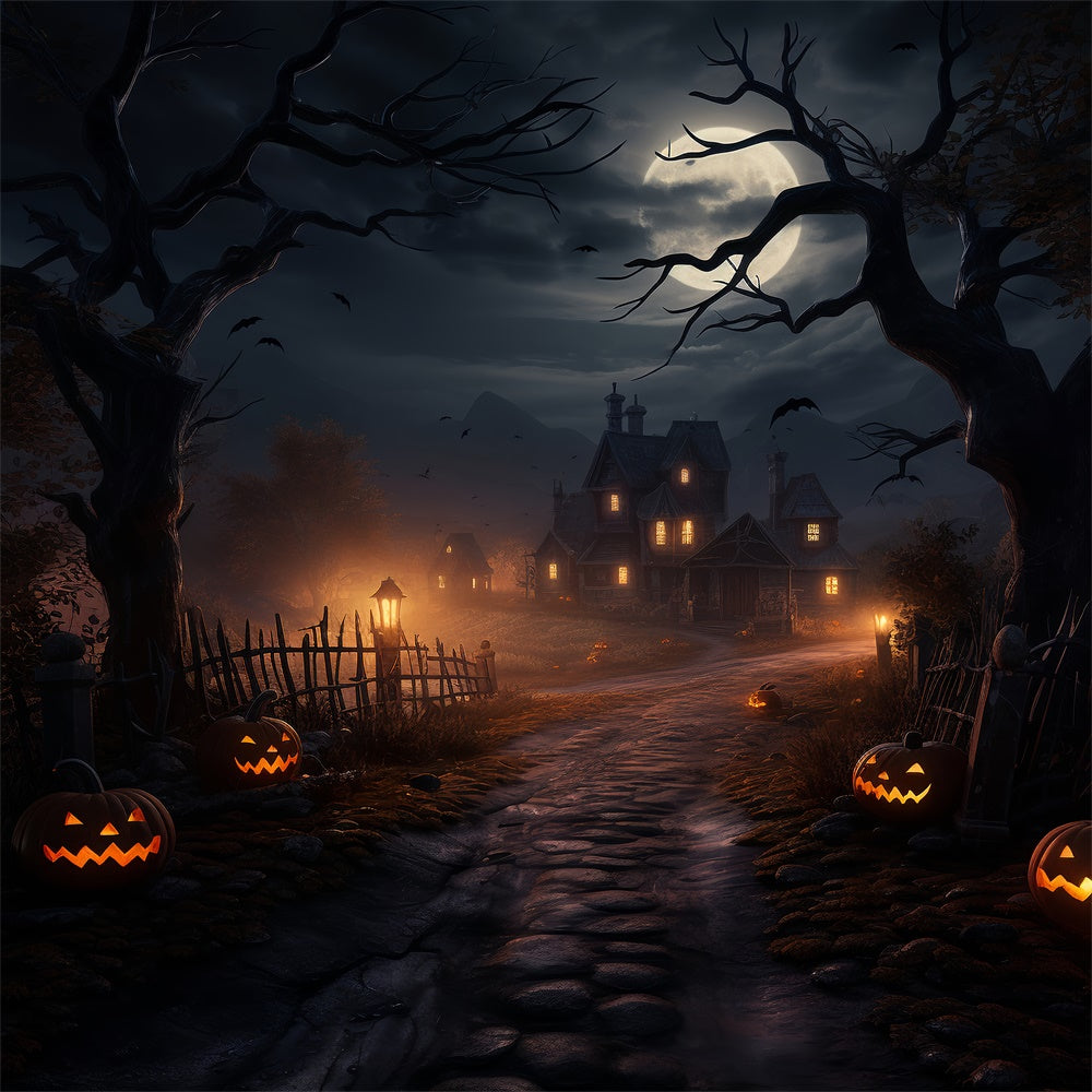 Gloomy Halloween Night Haunted House Backdrop UK BRP8-261