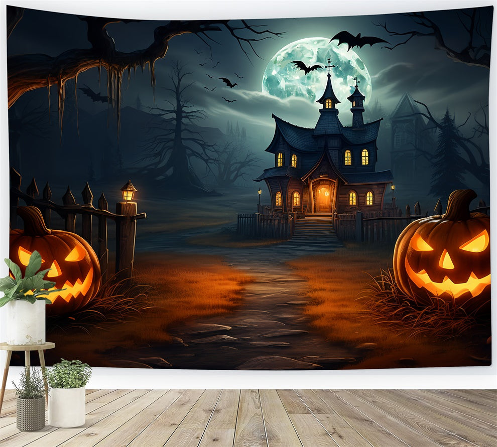 Spooky Dark Night Halloween Village Backdrop UK BRP8-263