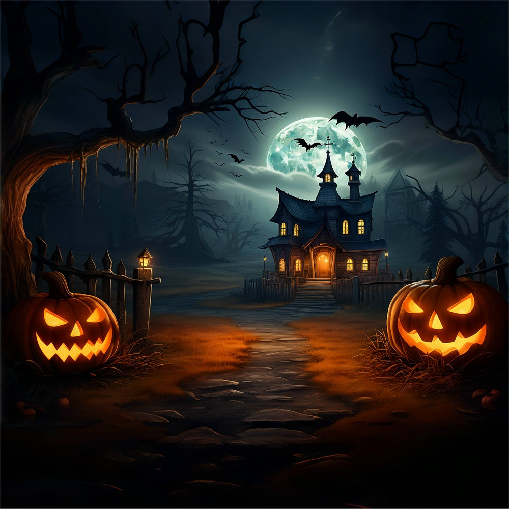 Spooky Dark Night Halloween Village Backdrop UK BRP8-263