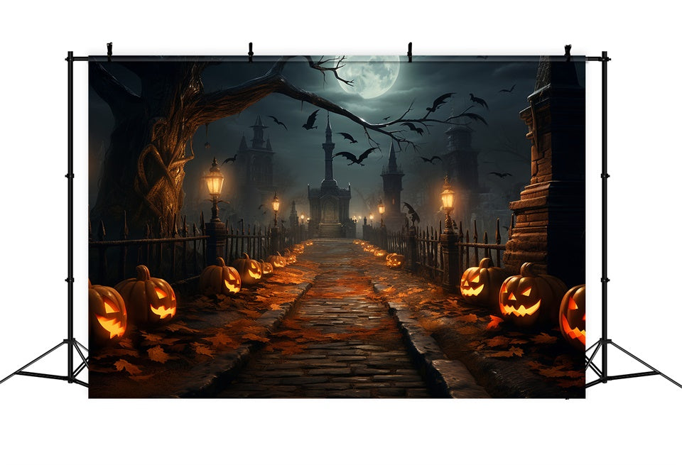 Spooky Halloween Path with Lanterns Backdrop UK BRP8-264