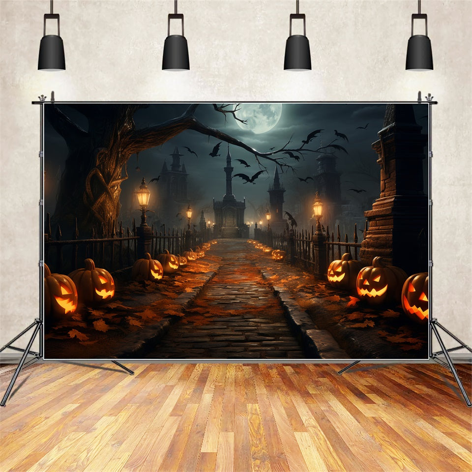 Spooky Halloween Path with Lanterns Backdrop UK BRP8-264