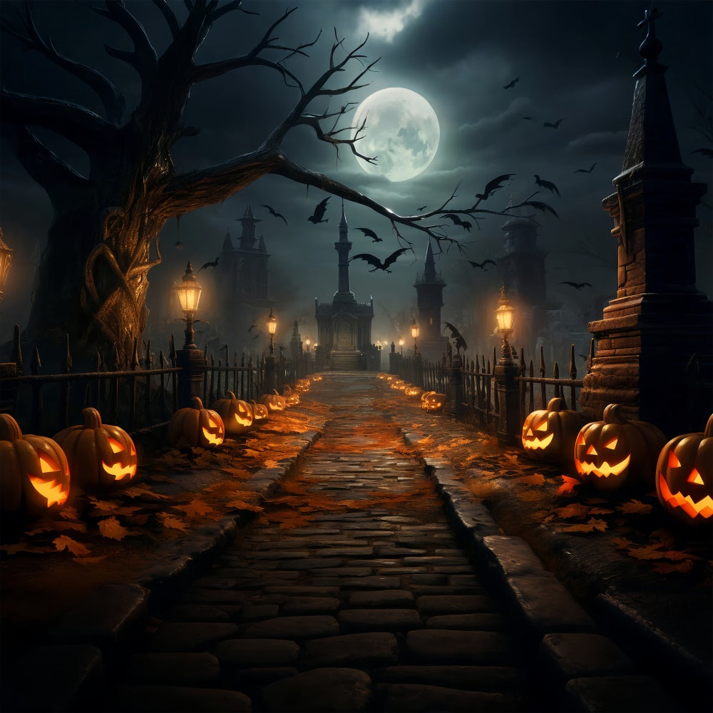 Spooky Halloween Path with Lanterns Backdrop UK BRP8-264