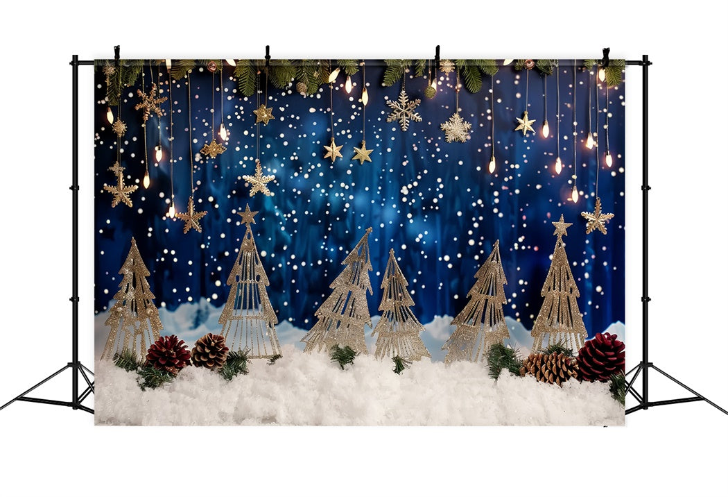 Christmas Golden Snowflakes Dream Backdrop UK BRP8-27