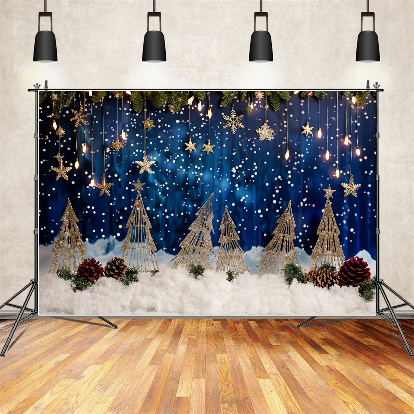 Christmas Golden Snowflakes Dream Backdrop UK BRP8-27