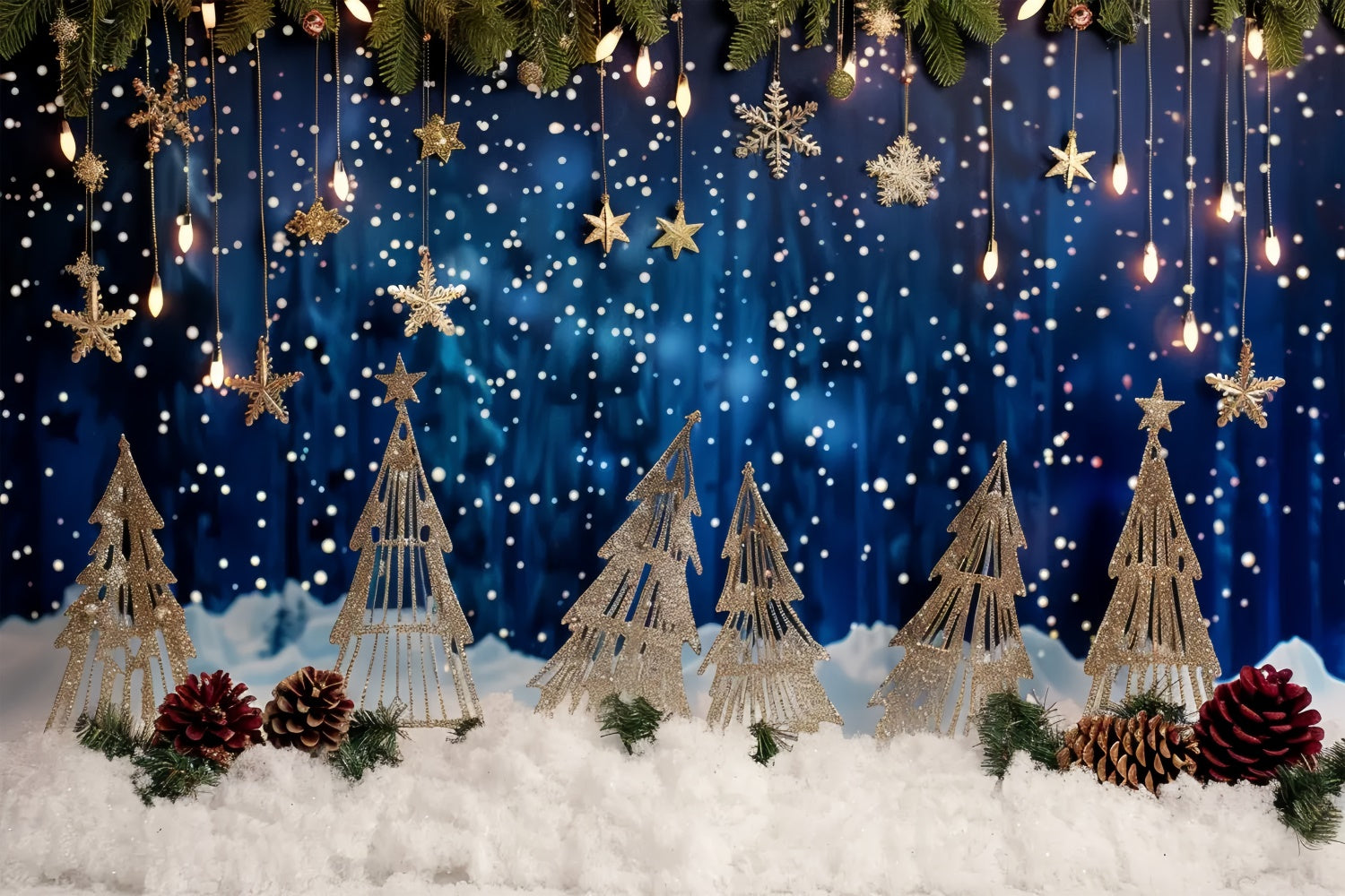 Christmas Golden Snowflakes Dream Backdrop UK BRP8-27