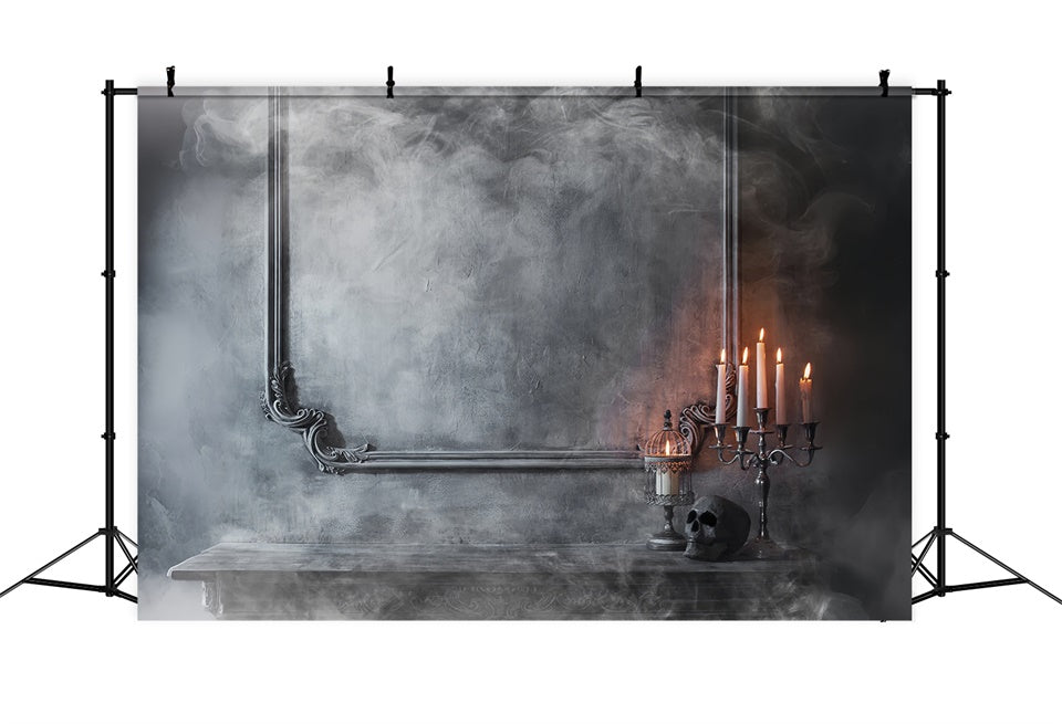 Halloween Smoky Candles and Eerie Skull Backdrop UK BRP8-273