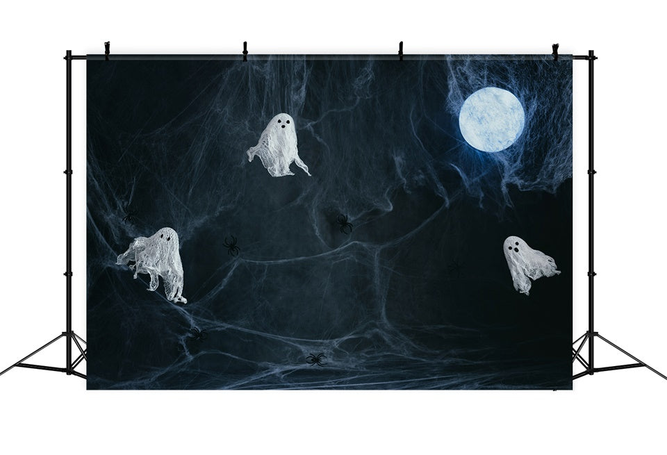 Halloween Spooky Ghosts and Spider Web Backdrop UK BRP8-277