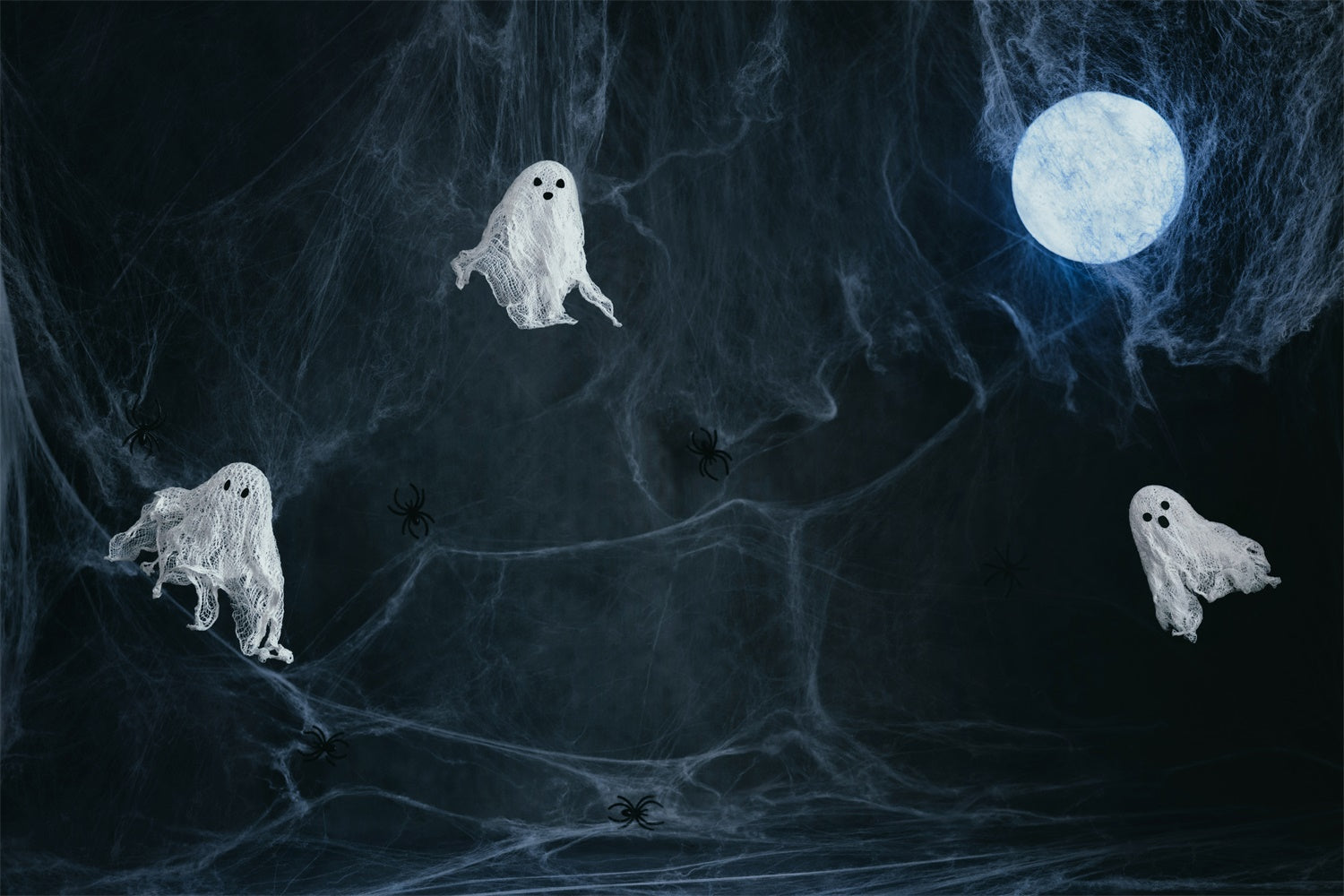 Halloween Spooky Ghosts and Spider Web Backdrop UK BRP8-277