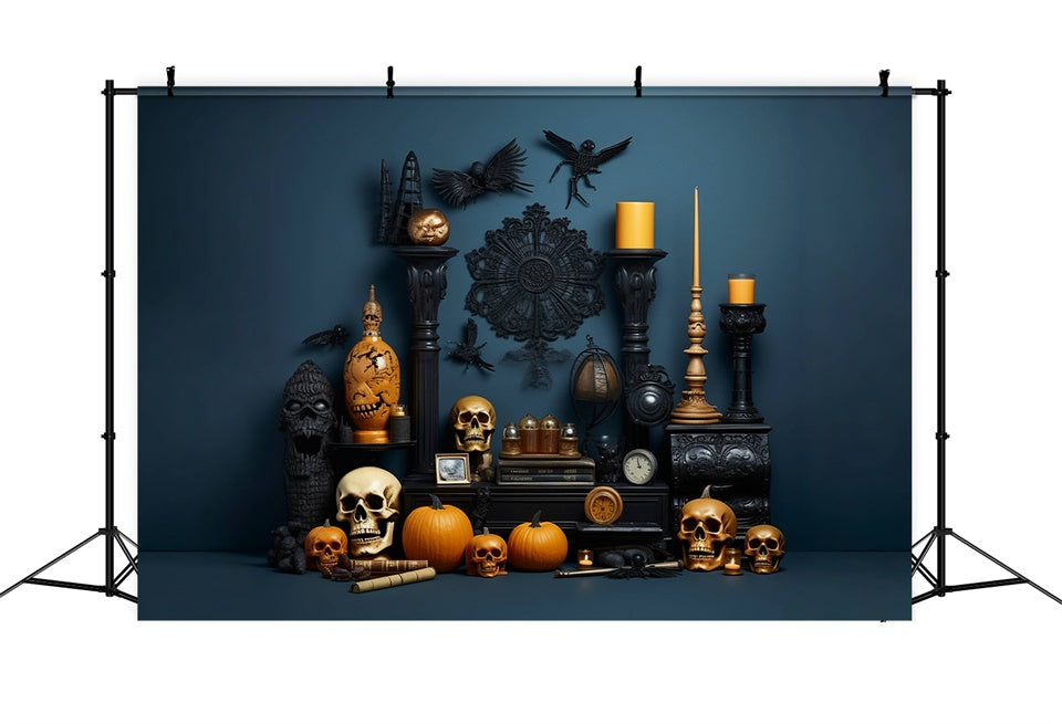 Halloween Room Skull and Pumpkins Decor Backdrop UK BRP8-278