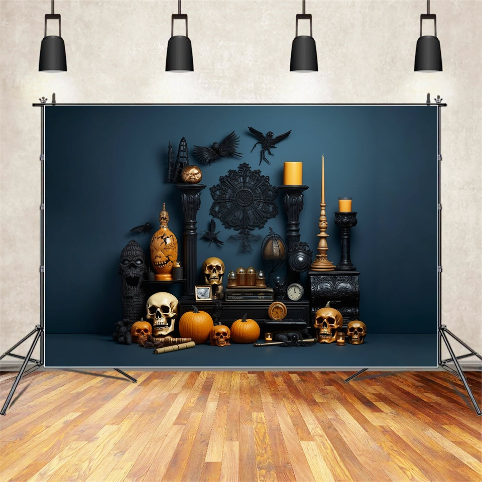 Halloween Room Skull and Pumpkins Decor Backdrop UK BRP8-278