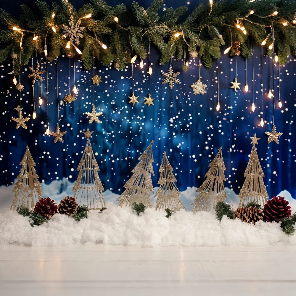 Christmas Golden Snowflakes Dream Backdrop UK BRP8-27