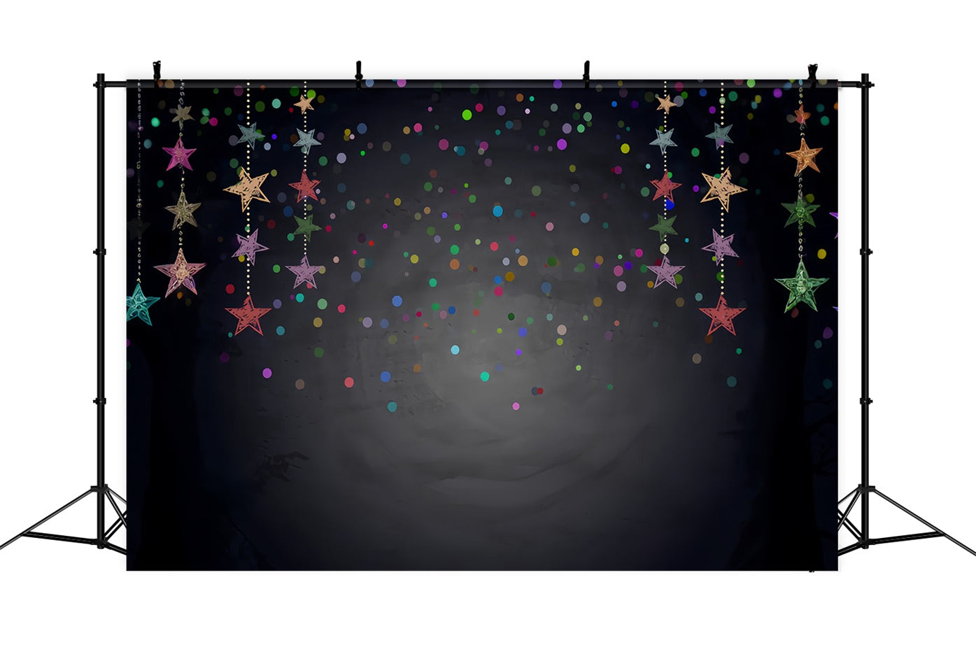 Midnight Sky with Colorful Stars Christmas Backdrop BRP8-299