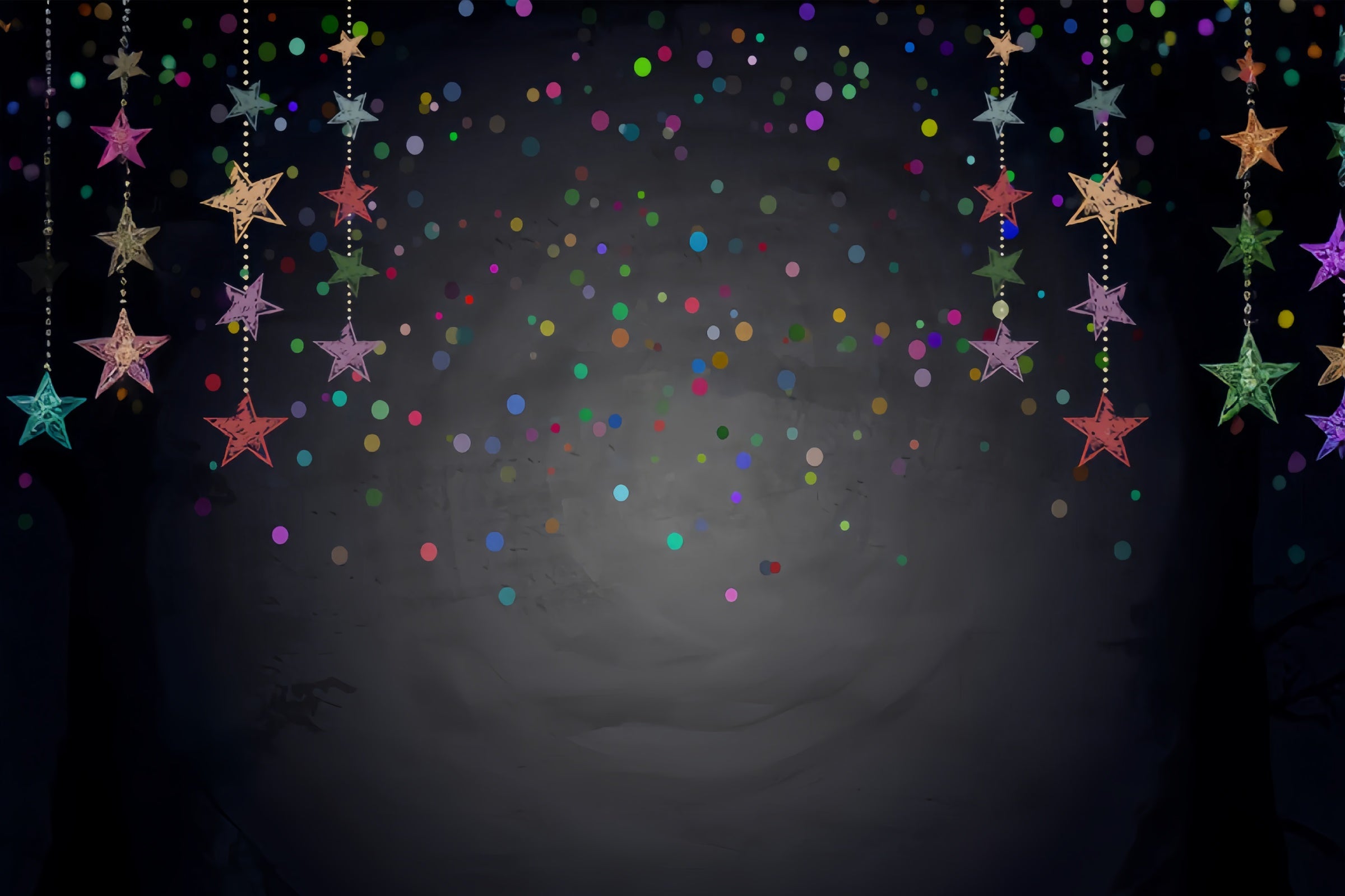 Midnight Sky with Colorful Stars Christmas Backdrop BRP8-299