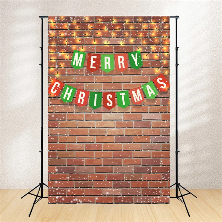 Merry Christmas Banner and Brick Wall Backdrop BRP8-303