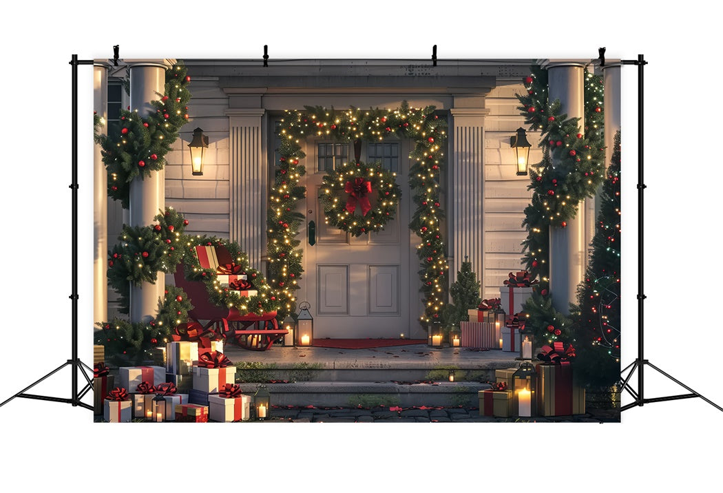 Christmas Cozy Porch Holiday Backdrop UK BRP8-31