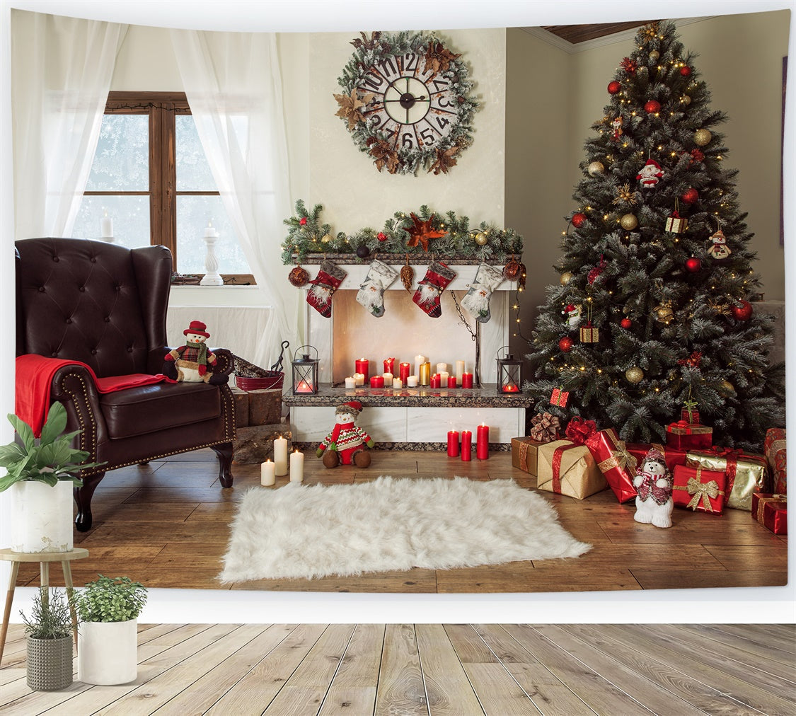 Classic Christmas Tree and Cozy Armchair Backdrop BRP8-310