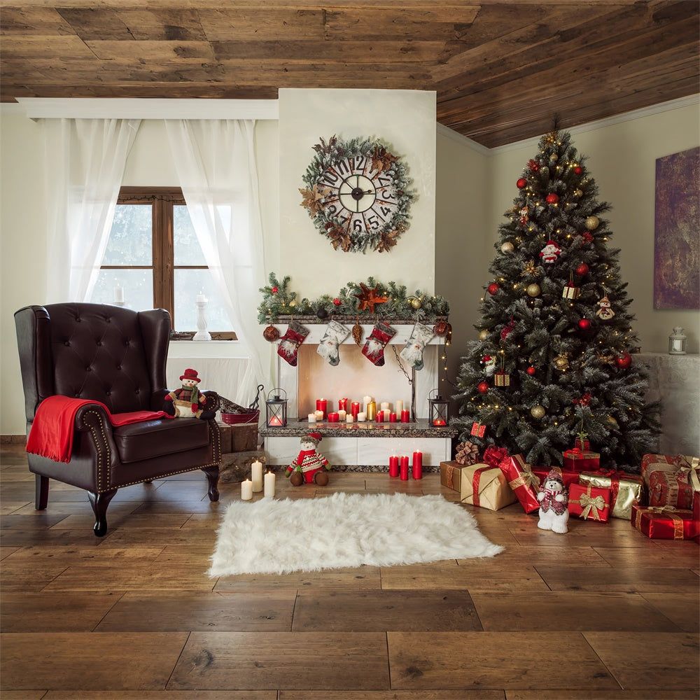 Classic Christmas Tree and Cozy Armchair Backdrop BRP8-310