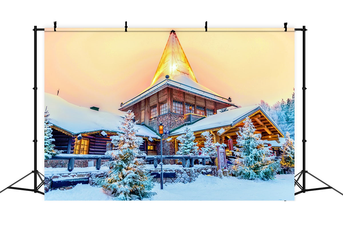 Twilight Snowy Lodge Christmas scenery Backdrop BRP8-311