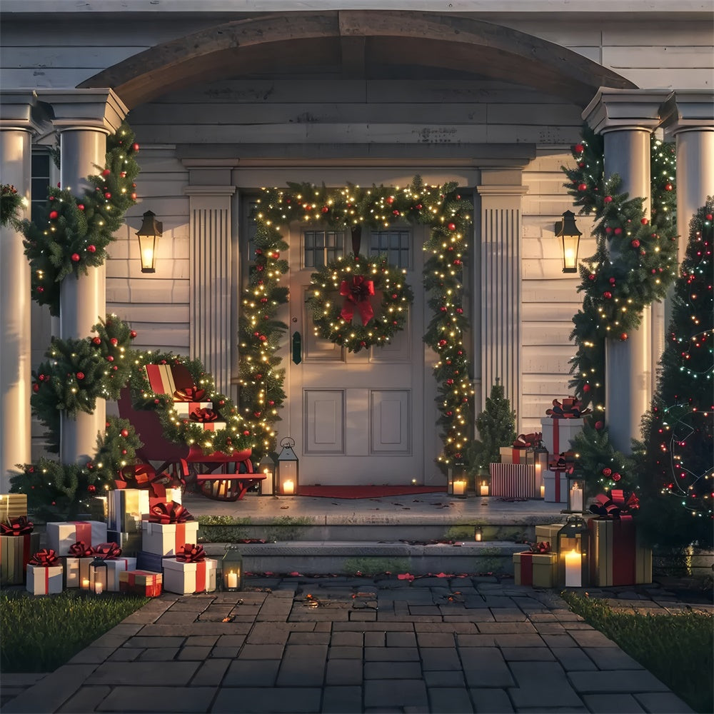 Christmas Cozy Porch Holiday Backdrop UK BRP8-31