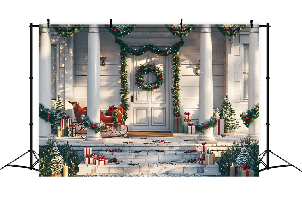 Christmas Classic Porch Setting Backdrop UK BRP8-32