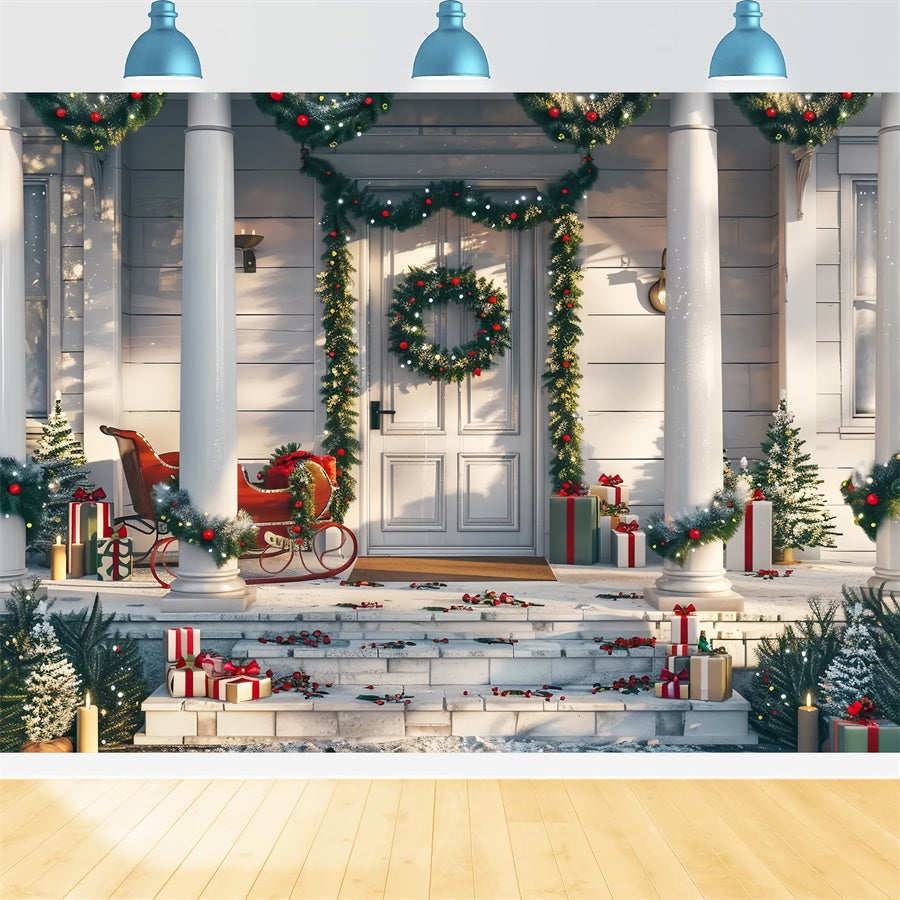 Christmas Classic Porch Setting Backdrop UK BRP8-32