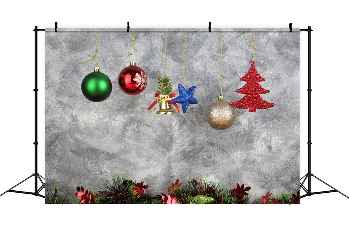 Colorful Hanging Christmas Ornaments Backdrop BRP8-325