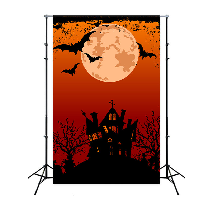 Halloween Night House and Full Moon Backdrop BRP8-326