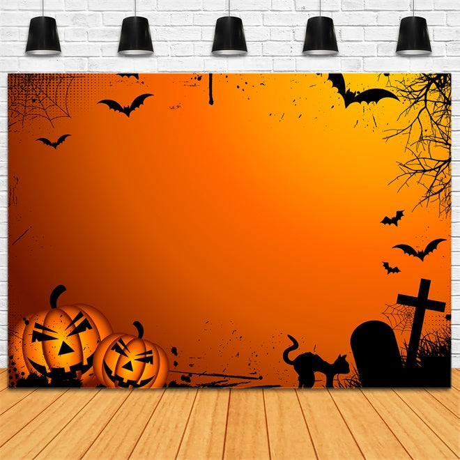 Scary Pumpkins and Graveyard Halloween Backdrop BRP8-328