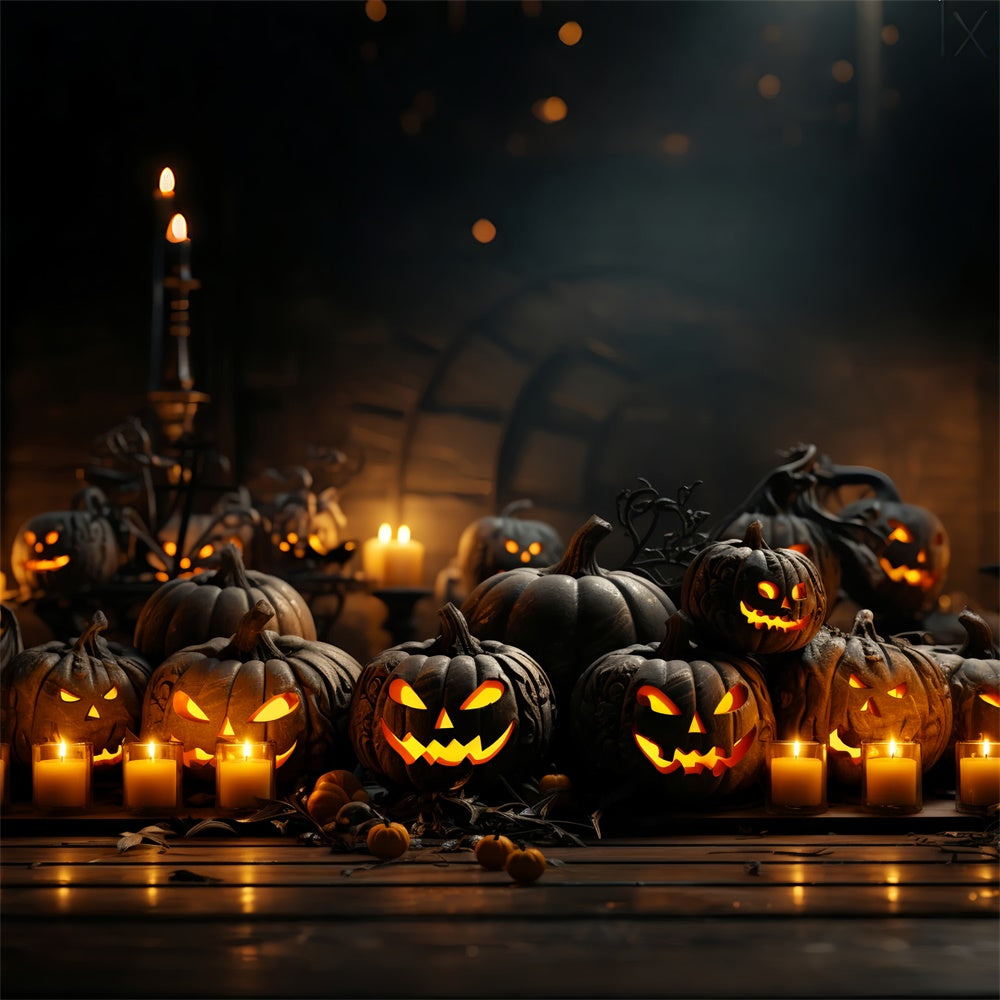 Halloween Creepy Pumpkins and Flickering Candles Backdrop BRP8-331