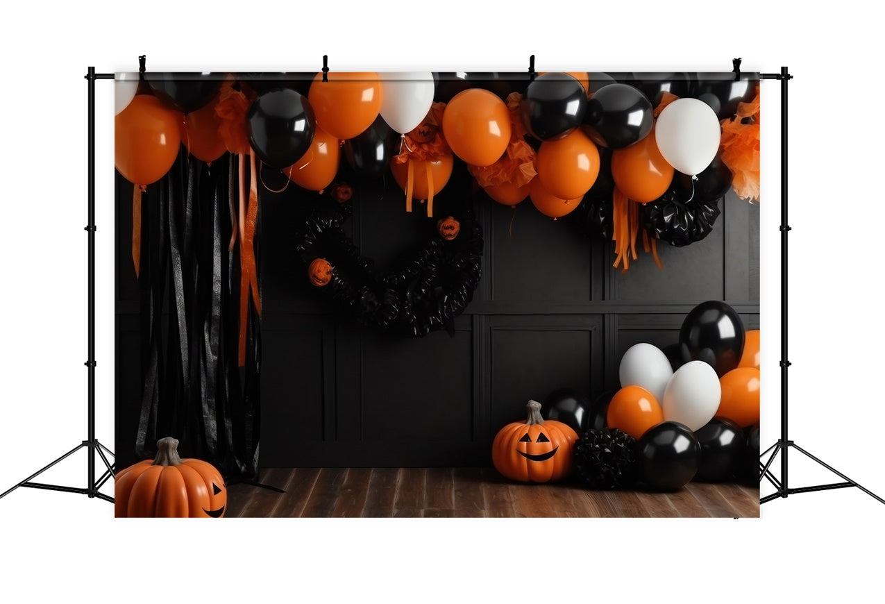 Halloween Orange and Black Balloon Garland Backdrop BRP8-333