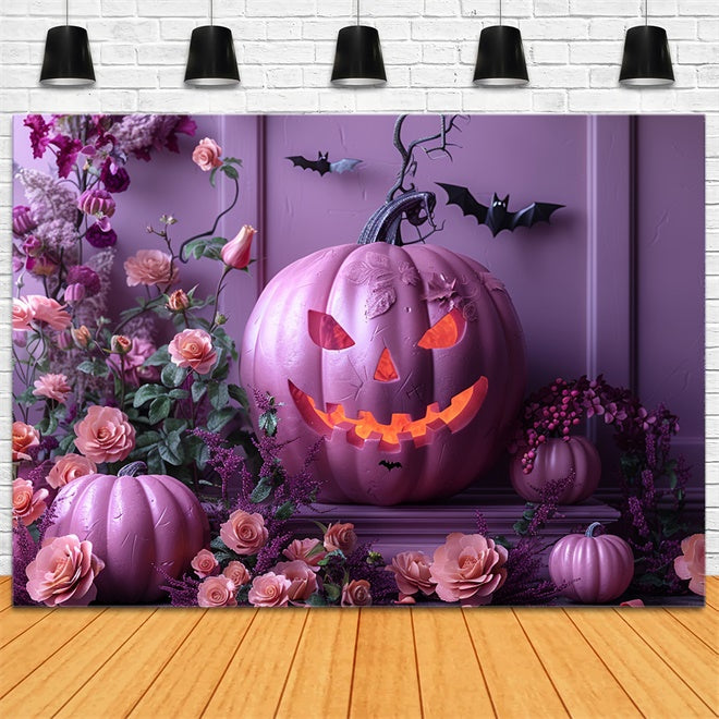 Pastel Pumpkin and Roses Halloween Backdrop BRP8-340