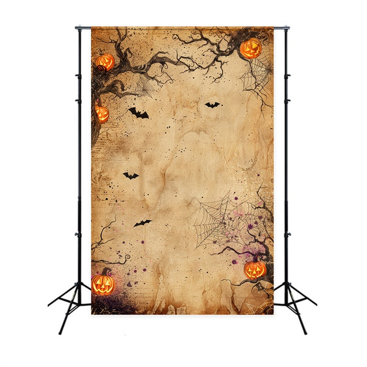 Scary Halloween Spiderweb Pumpkin Backdrop BRP8-347