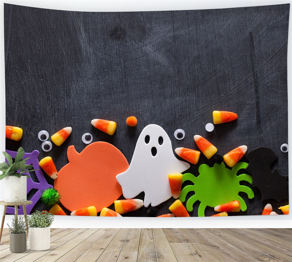 Cute Halloween Candy Corn Chalkboard Backdrop BRP8-350