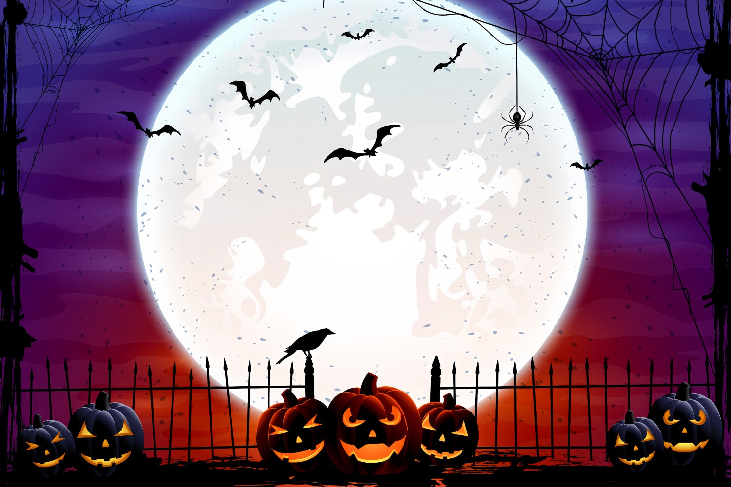 Full Moon and Jack-O'-Lantern Halloween Backdrop BRP8-351