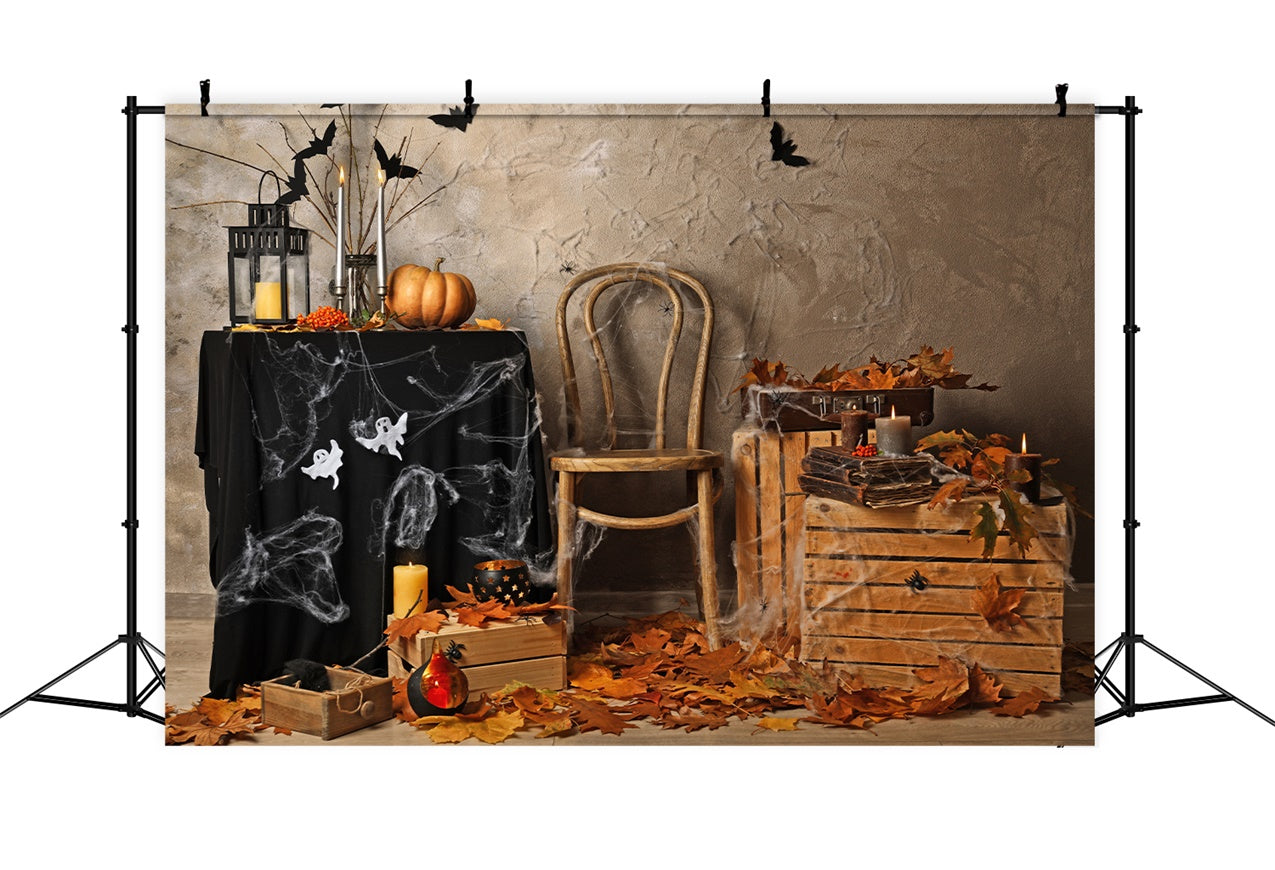 Autumn Leaves and Candles Halloween Backdrop BRP8-353