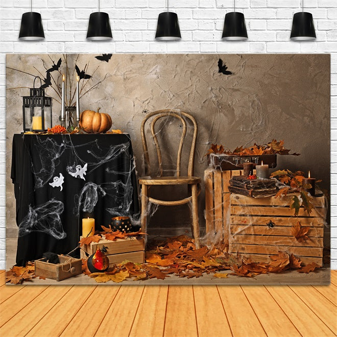 Autumn Leaves and Candles Halloween Backdrop BRP8-353