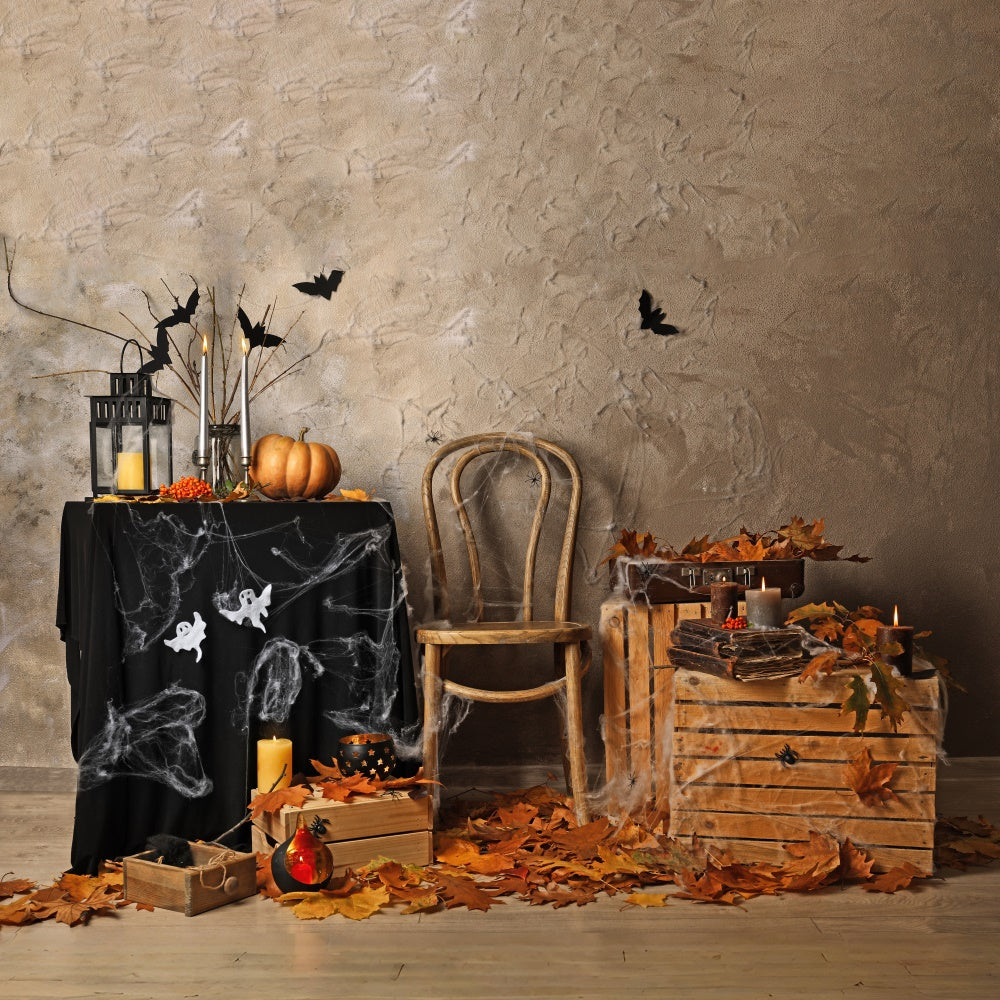 Autumn Leaves and Candles Halloween Backdrop BRP8-353